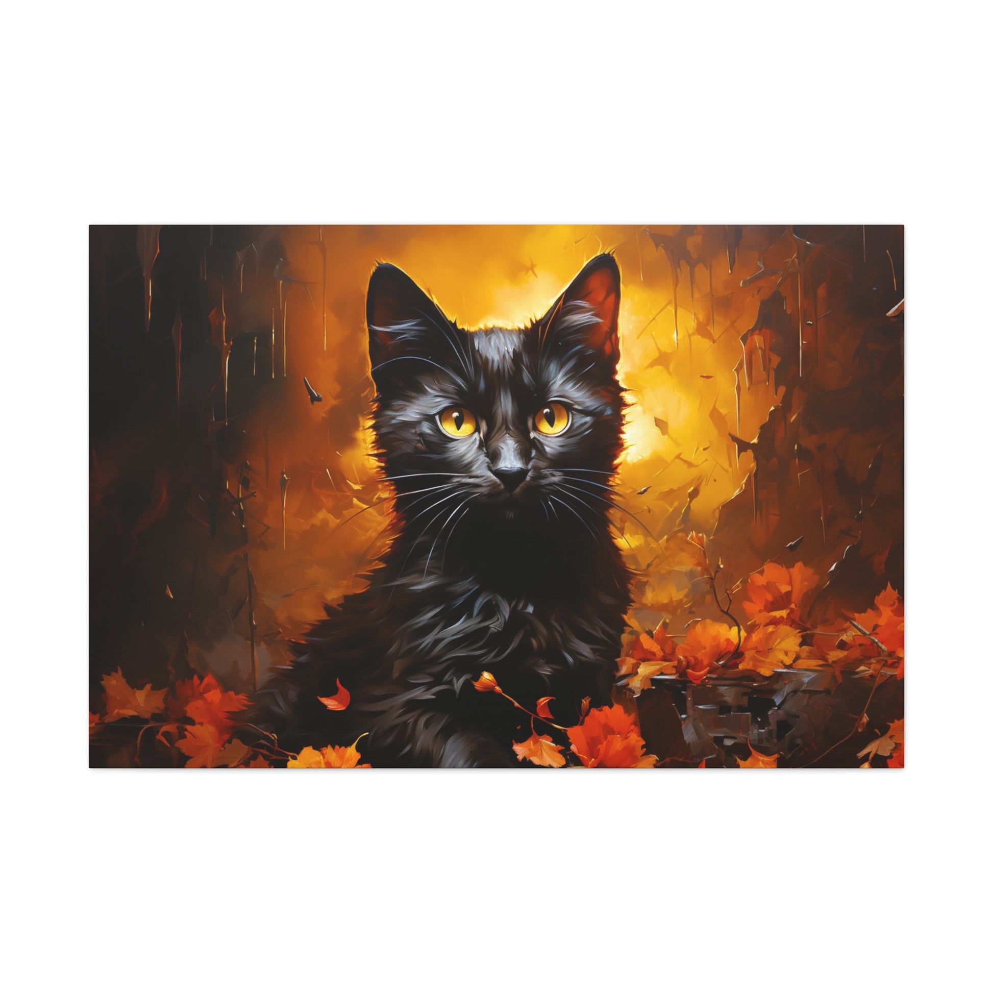 Impressionist black cats Halloween wall art, Halloween aesthetic black cats canvas prints Impressionism