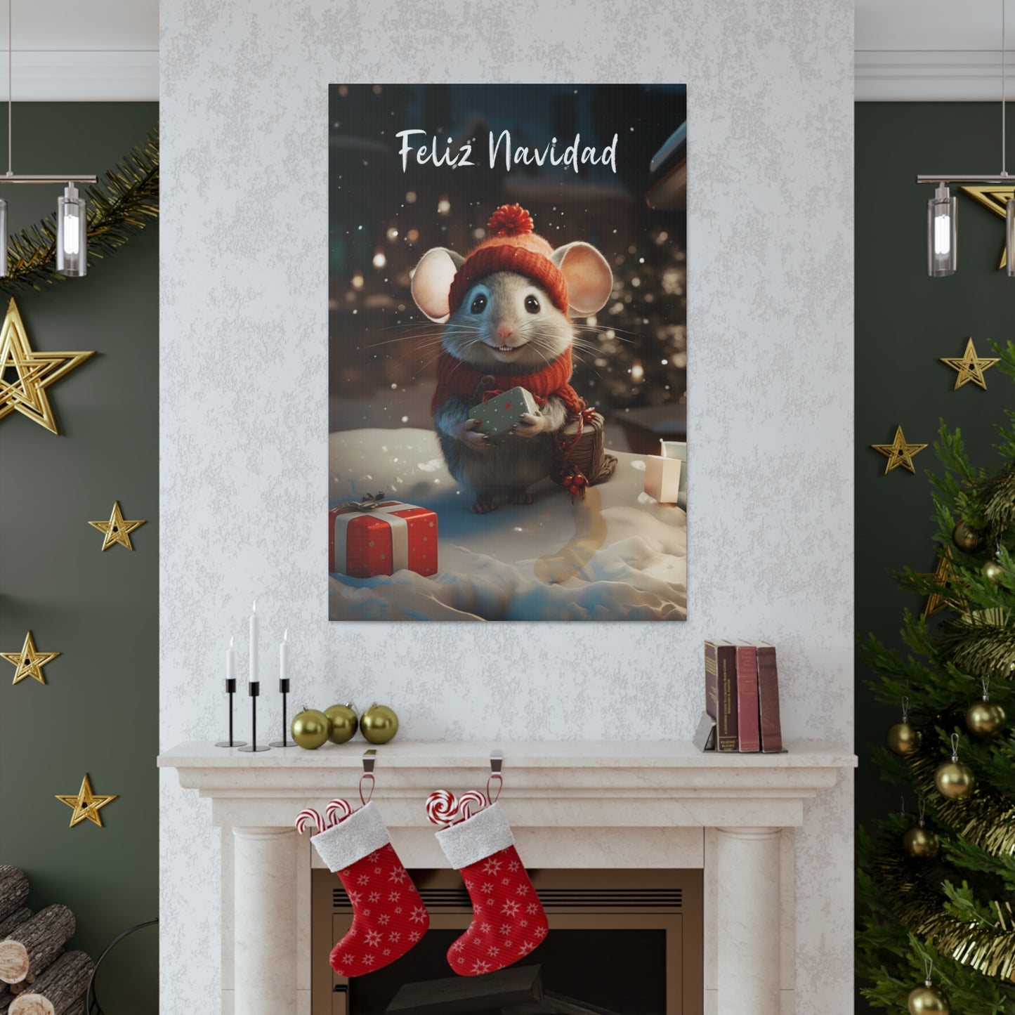 Feliz Navidad mouse wall poster