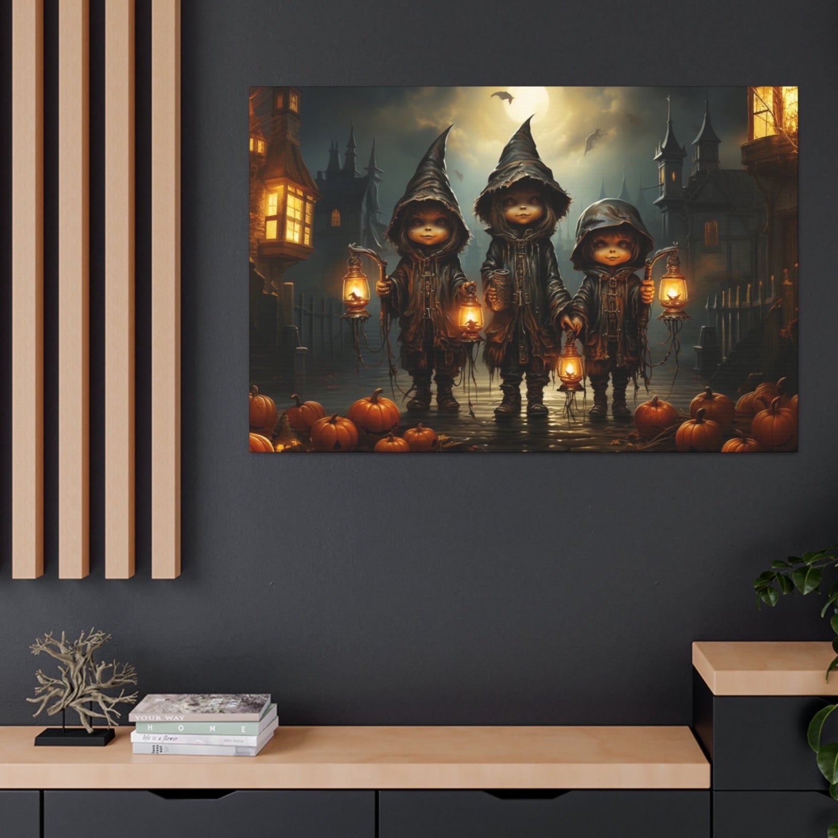 halloween trick-or-treaters art prints