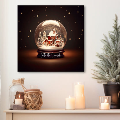 christmas snow globe canvas print, christmas snow globe decor ideas