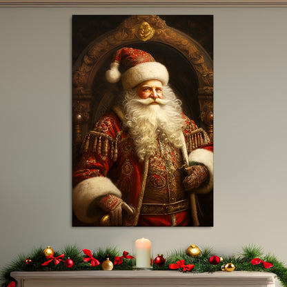 aesthetic victorian santa claus canvas print, victorian christmas art