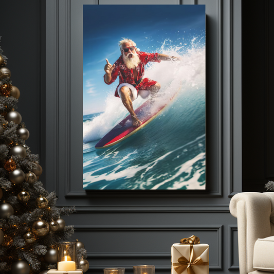  Santa Claus on surfboard picture