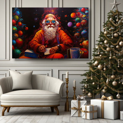 Hip-Hop Santa Claus Canvas Print Christmas Wall Decor Art Print Gifts