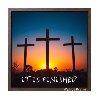 Golgotha bible resurrection day canvas art brown walnut frame