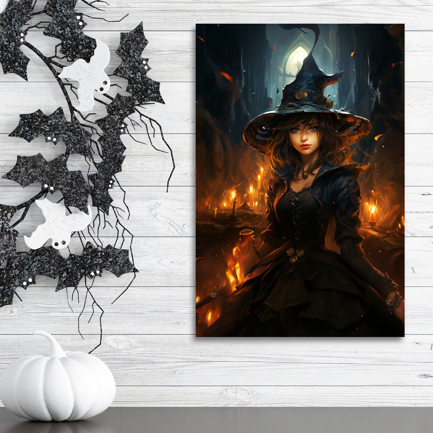 beautiful witch canvas print, aesthetic witch decor