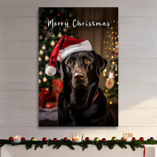 Christmas Black Lab canvas print