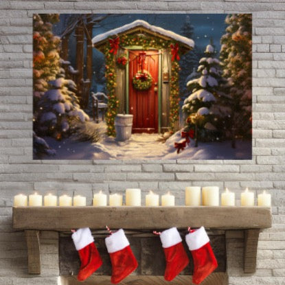 christmas outhouse wall decor art