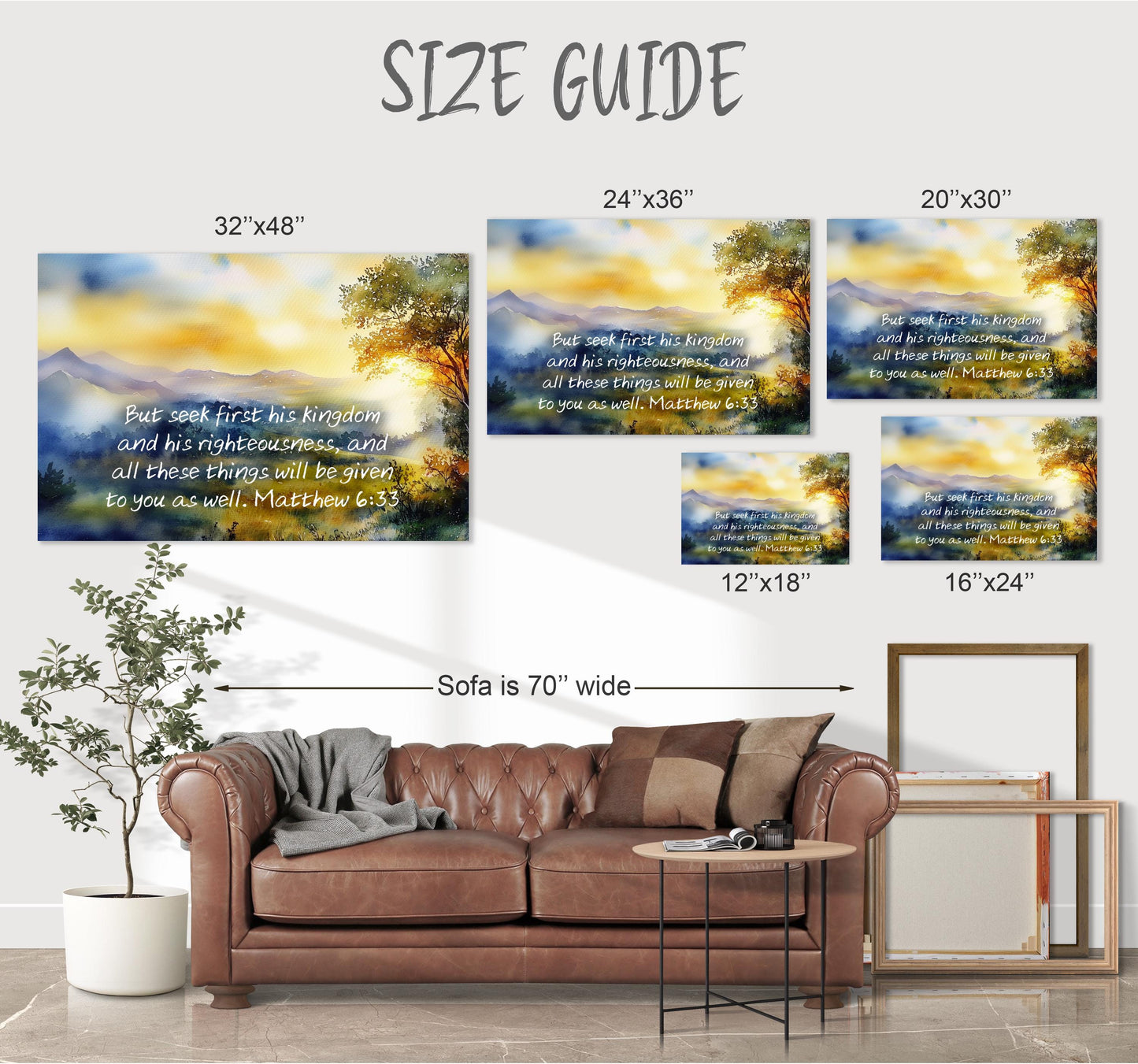 Matthew 6:33 large poster picture black frame scripture quote artwork