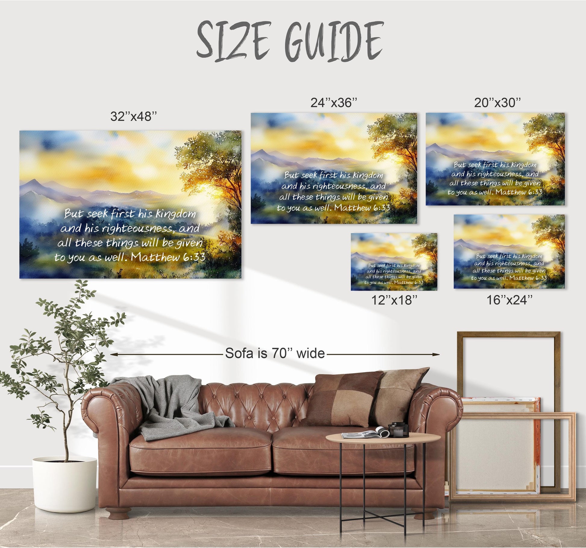 Matthew 6:33 large poster picture black frame scripture quote artwork
