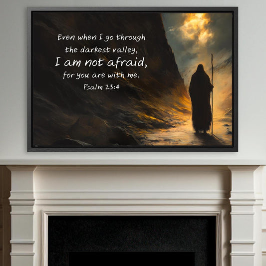 Psalm 23:4 painting brown walnut frame