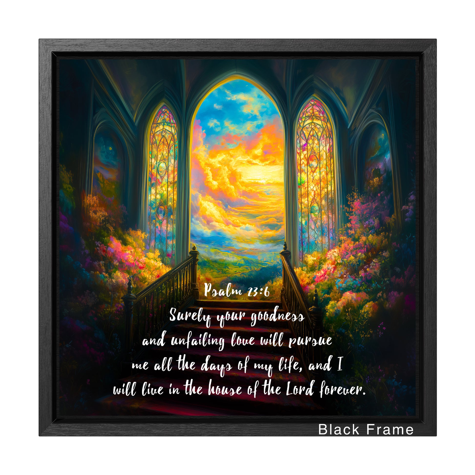 Psalm 23:6 canvas print gallery wrap black frame