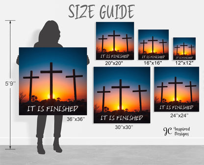 Three Crosses Easter stretched canvas print