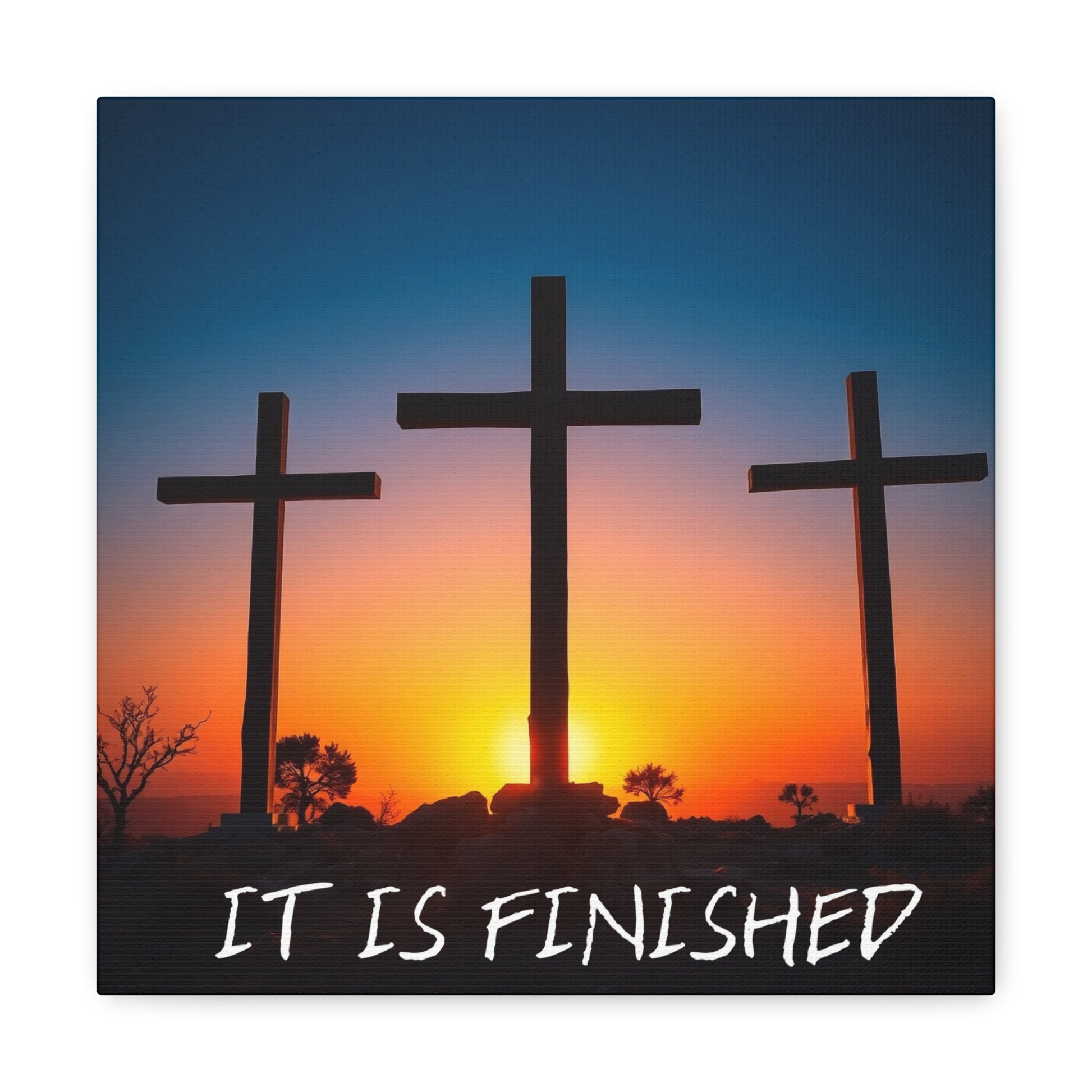 Three Crosses It Is Finished resurrection Easter artwork bible decoration 