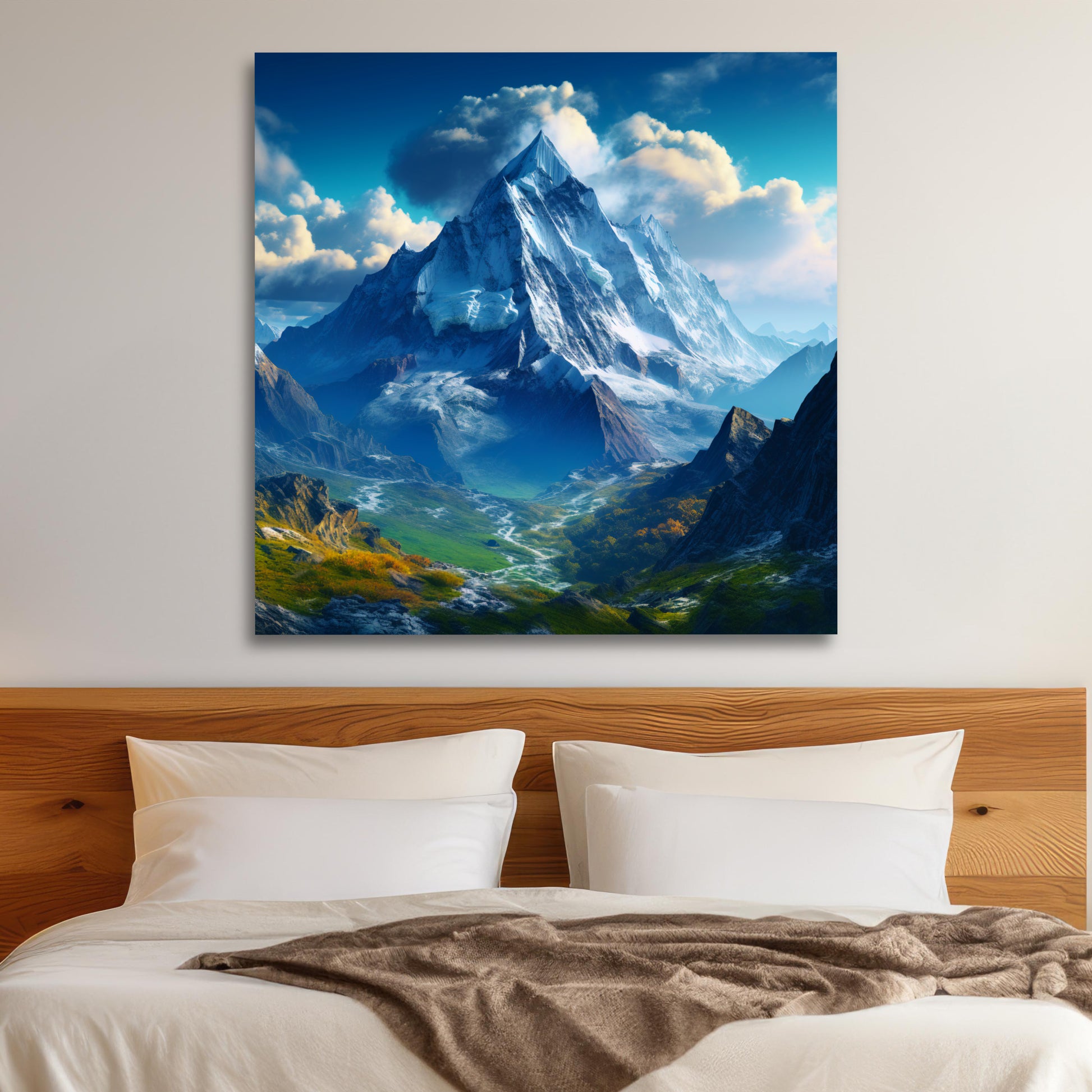 aesthetic snow covered mountains canvas print,