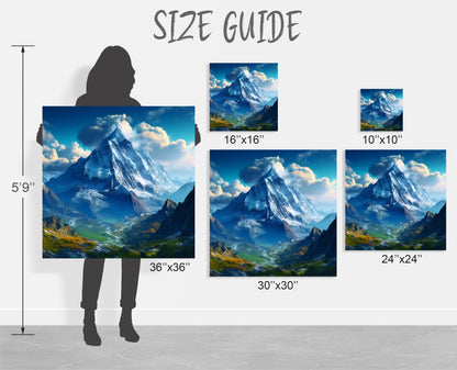 snow-covered mountains blue sky wall decor