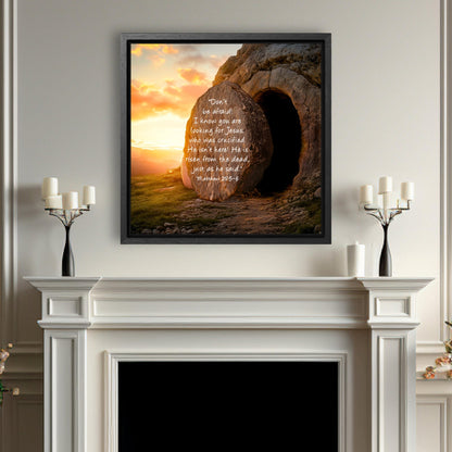 bible resurrection canvas art brown walnut frame