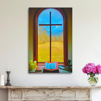 aesthetic christian wall decor painting, christian aesthetic art wall decor, church cross art canvas print picture  