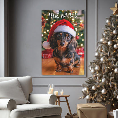 Christmas Dapple Dachshund canvas print Feliz Navidad