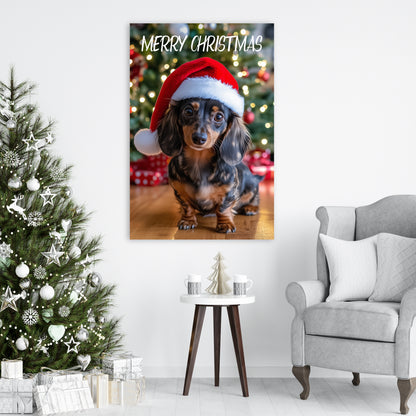 Merry Christmas Dachshund canvas prints