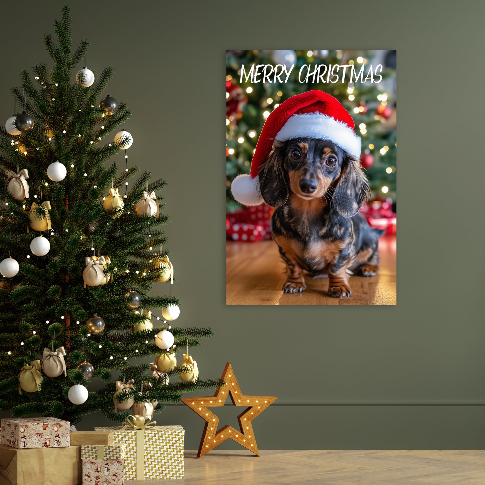 Christmas Dachshunds wall decor