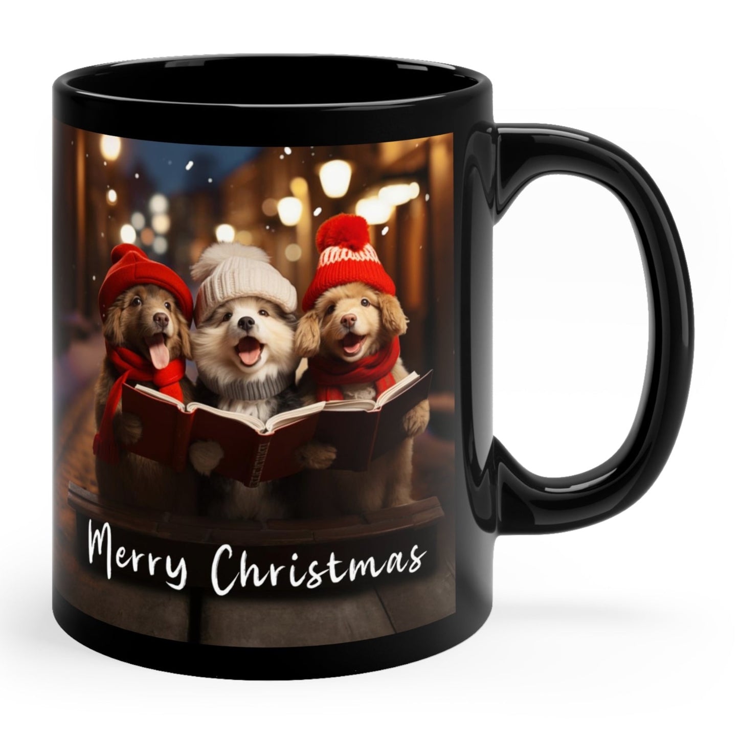 Dog Carolers Merry Christmas Ceramic Coffee Mug Christmas Coffee Mugs Singing Dogs