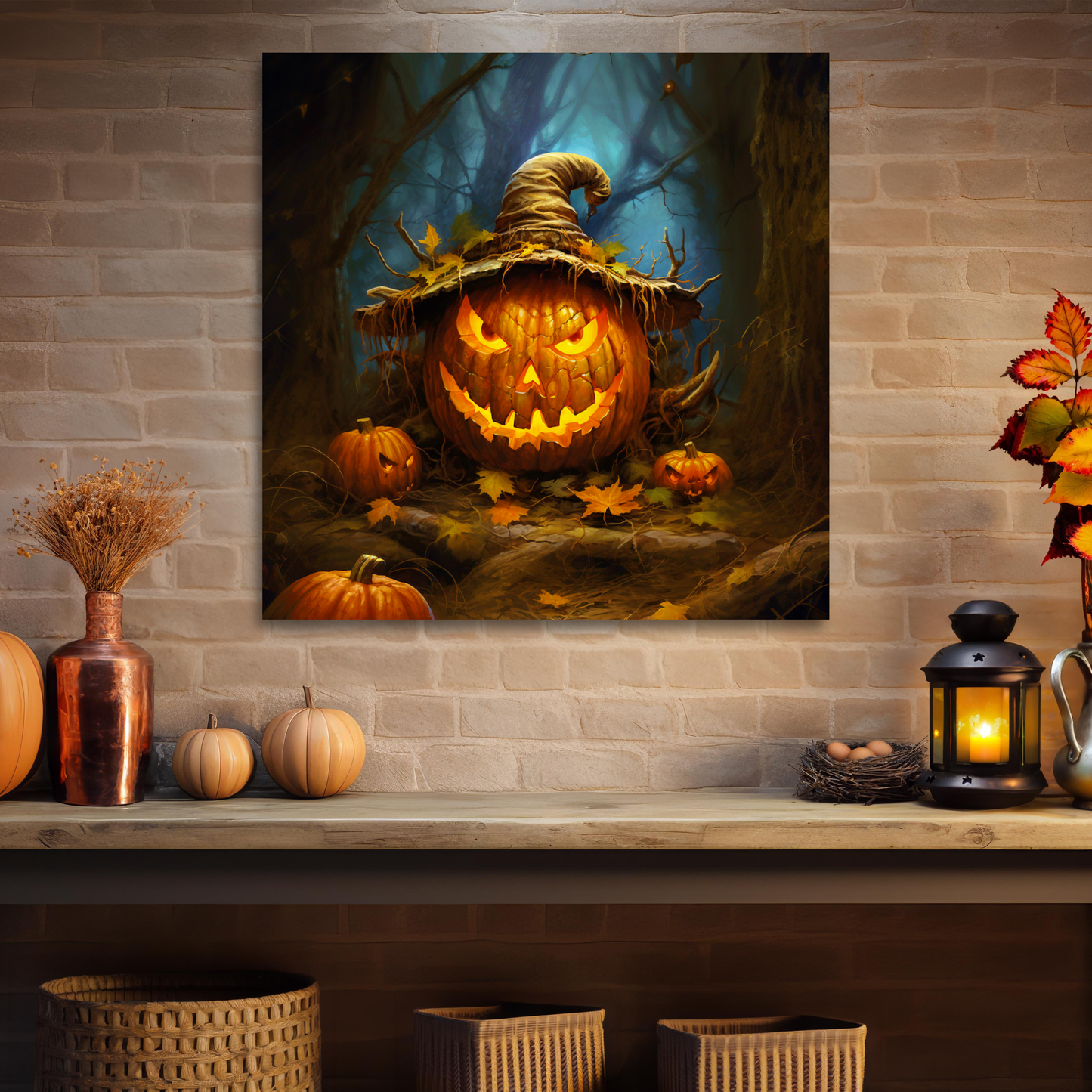 Halloween jack-o-lantern aesthetic canvas print
