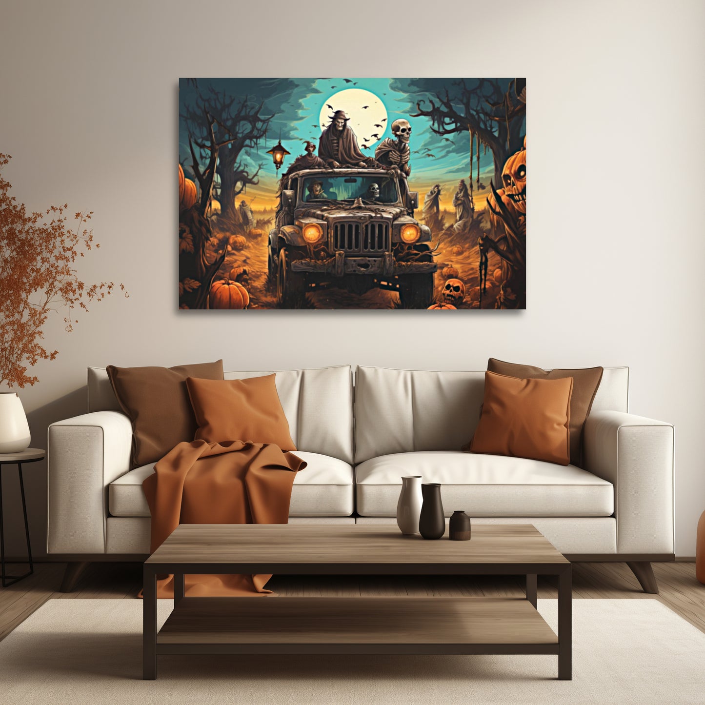 ghosts riding in jeep canvas print