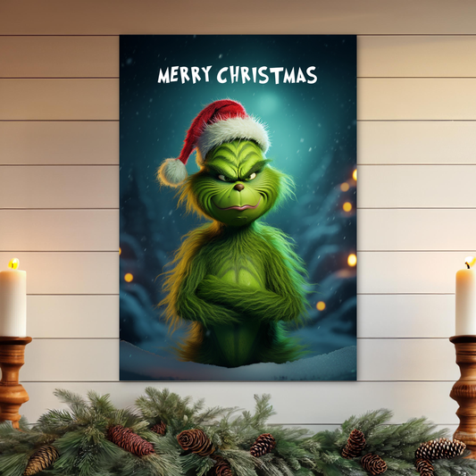 The Grinch Merry Christmas stretched canvas print wall art