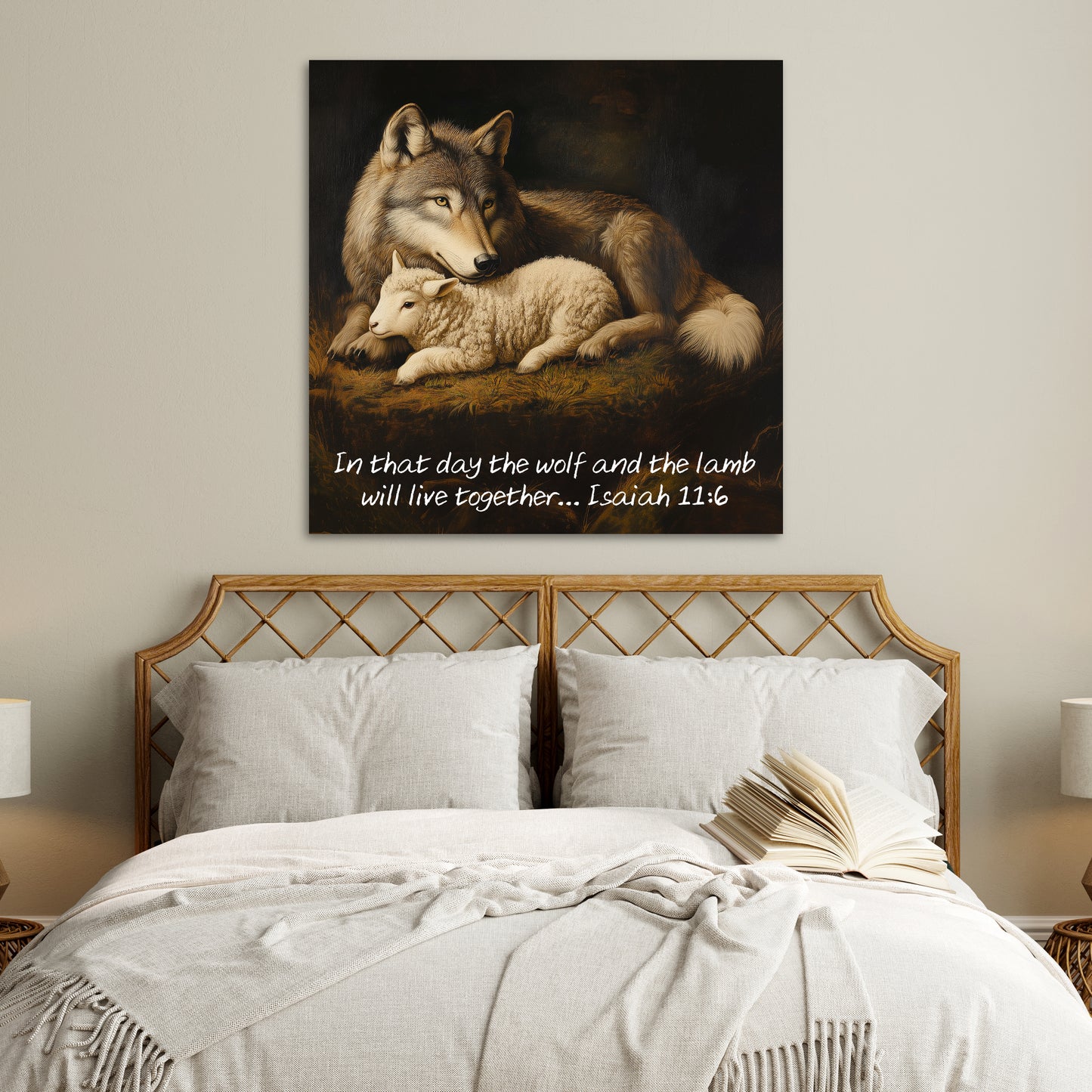 bible scripture verse quote artwork, isaiah 11:6 decor