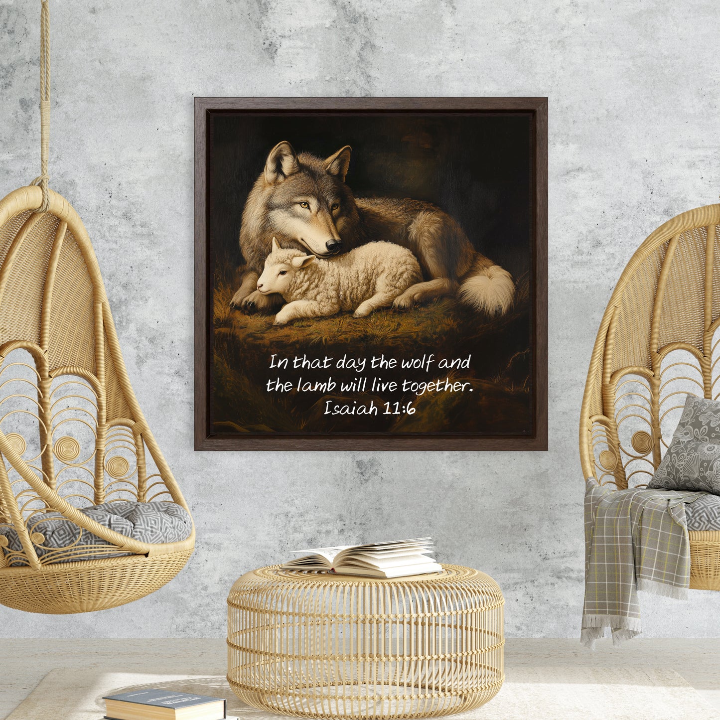 lamb and wolf lying together wall art Isaiah 11:6