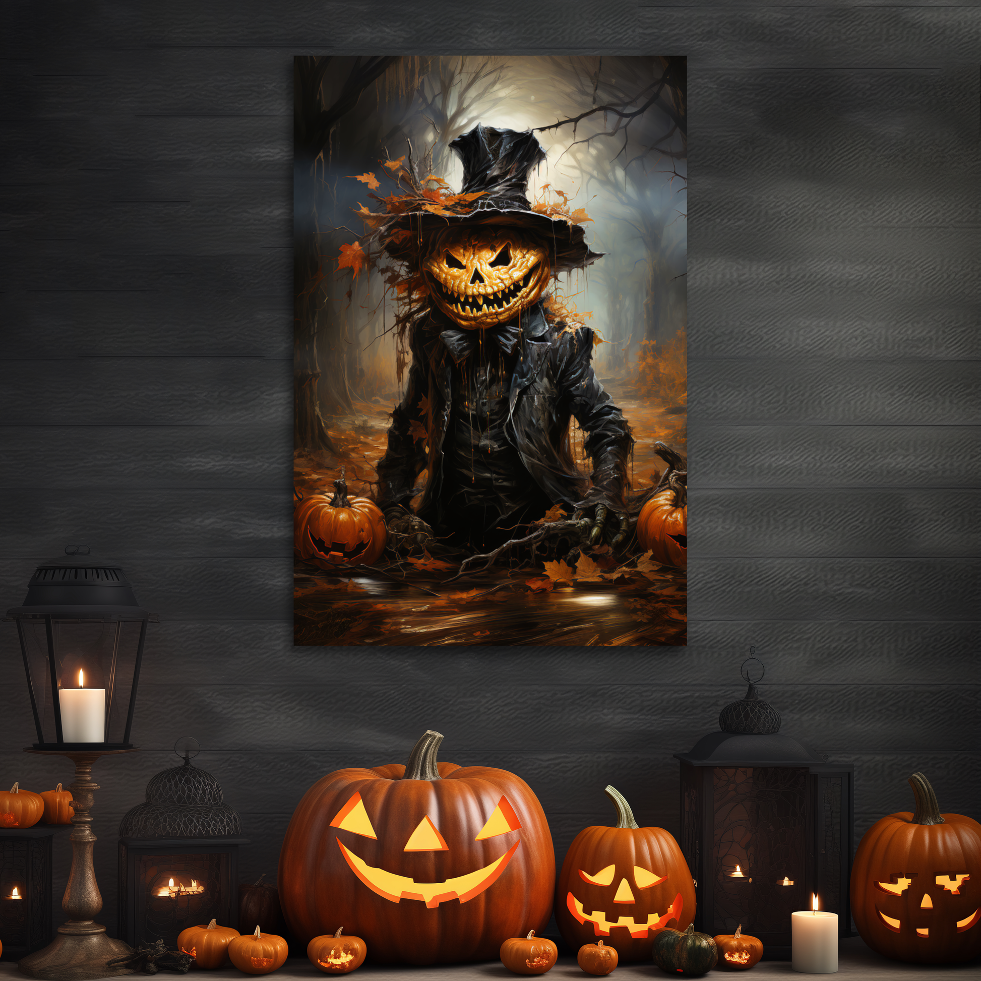 scary pumpkin head canvas print