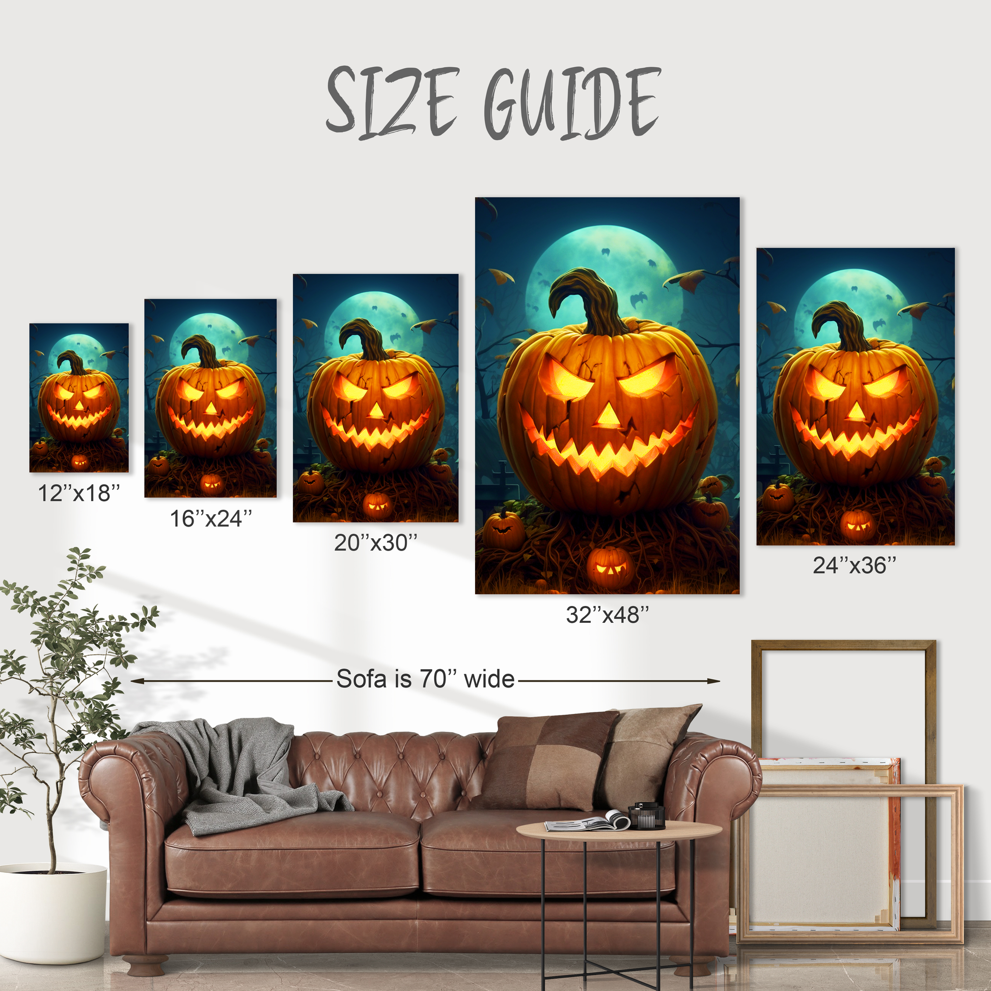 Halloween jack-o-lantern pumpkin animation wall art