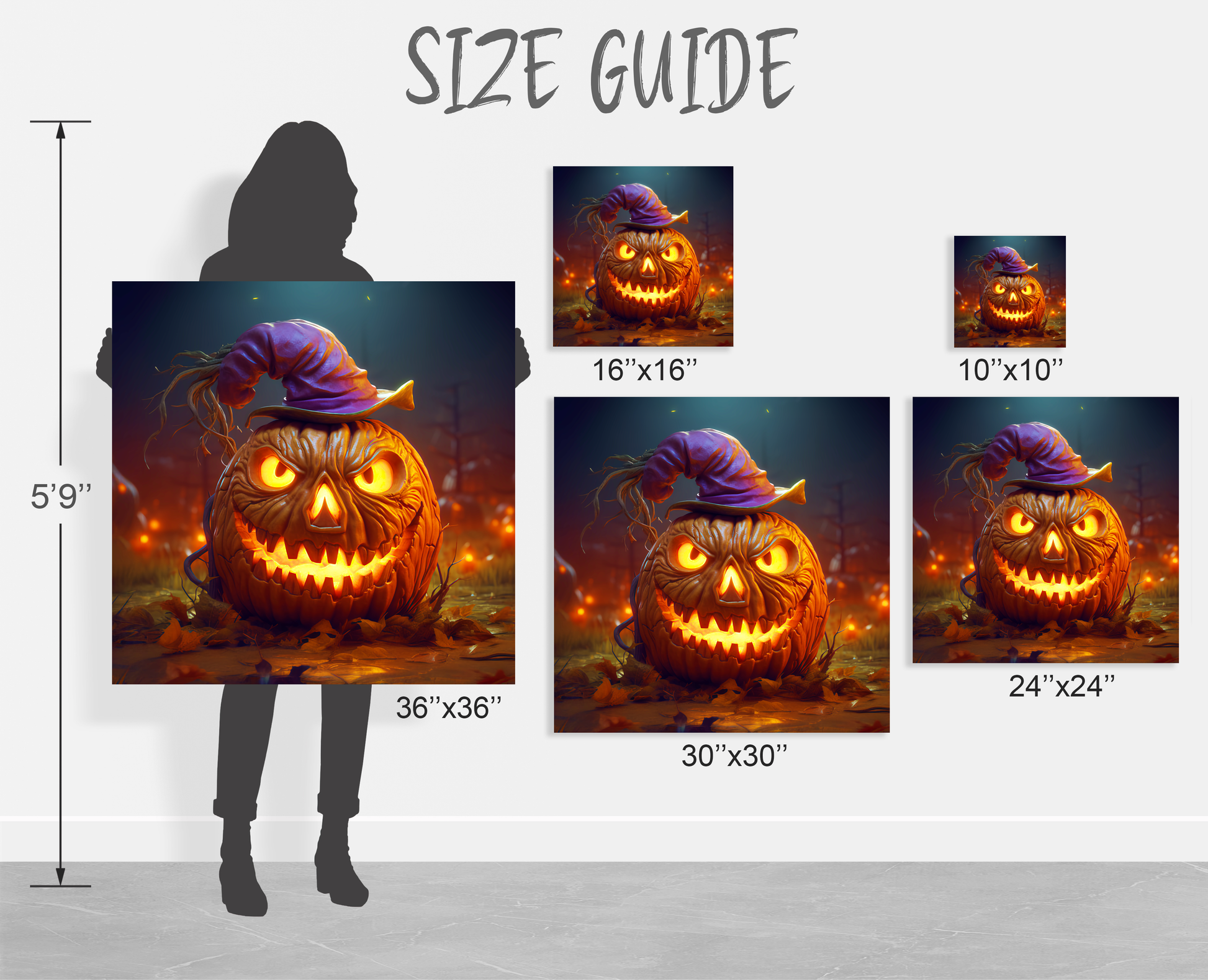 Halloween jack-o-lantern pumpkin animation wall art