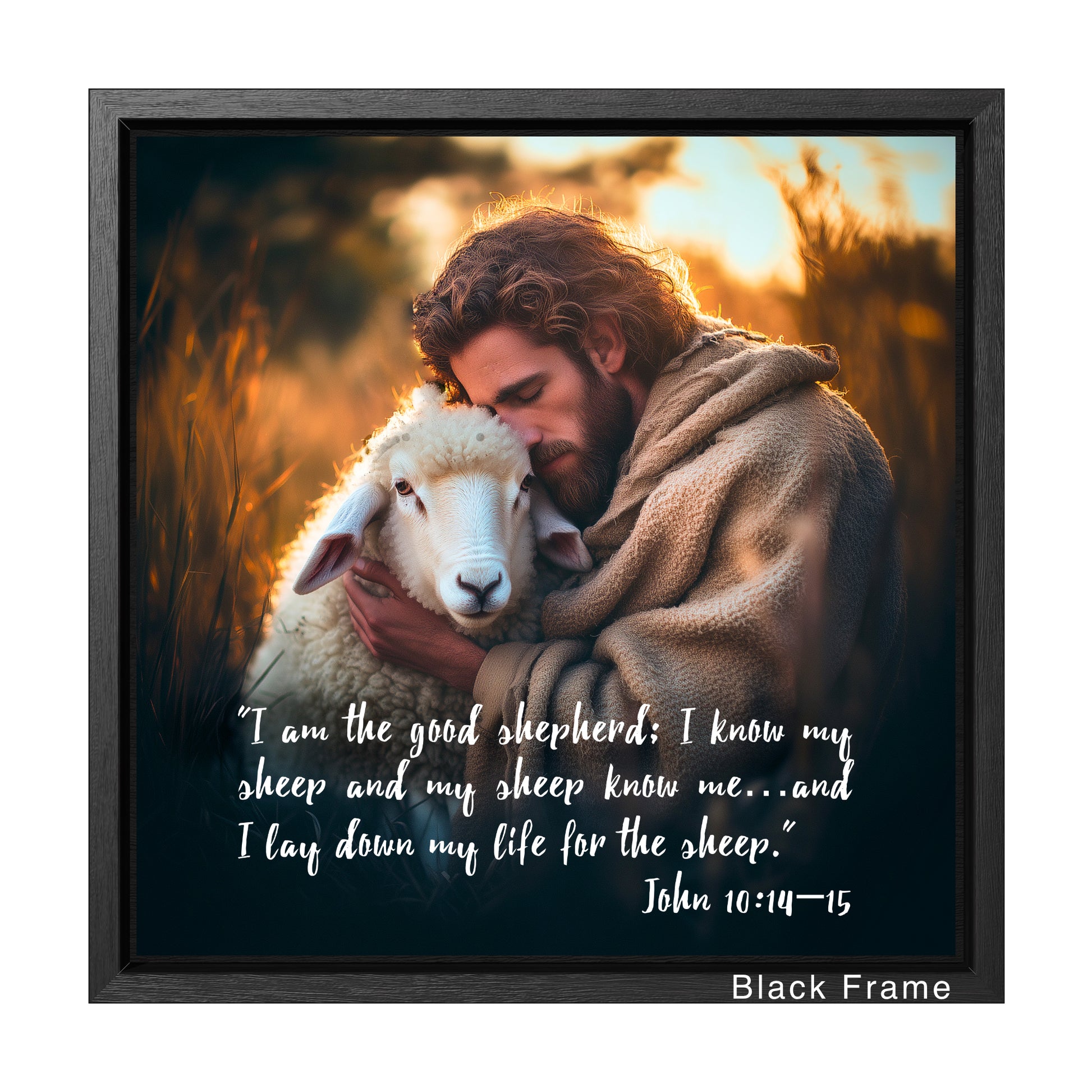 the good shepherd wall art decor gifts for christians square brown orange white