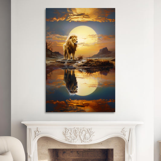 lion aesthetic wall decor painting, lion wall decor ideas