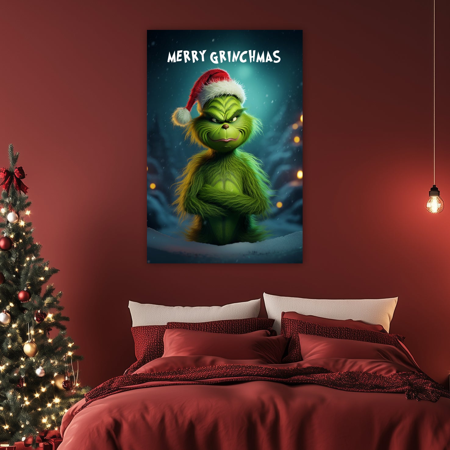 Grinch Christmas wall decor art prints