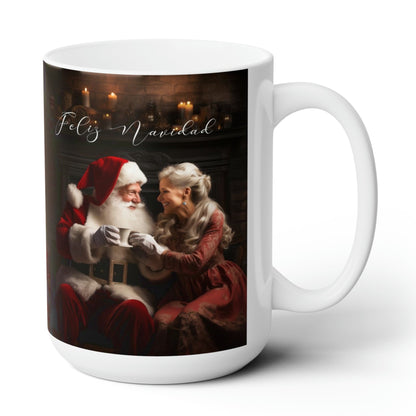 Mr. and Mrs. Claus Feliz Navidad Christmas Coffee Mug Ceramic Christmas Santa Claus Coffee Mugs