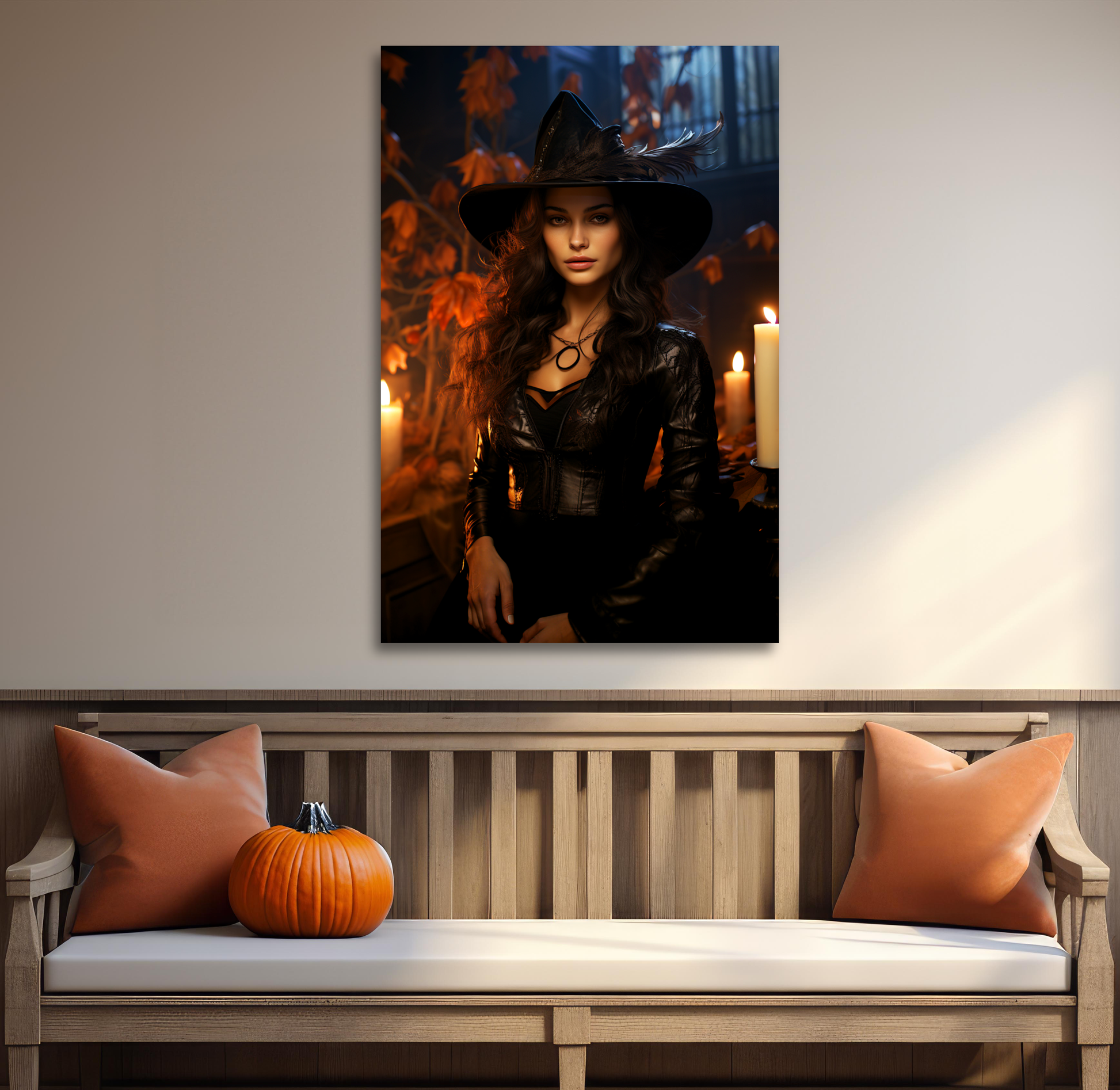 beautiful witch canvas print, aesthetic witch wall decor