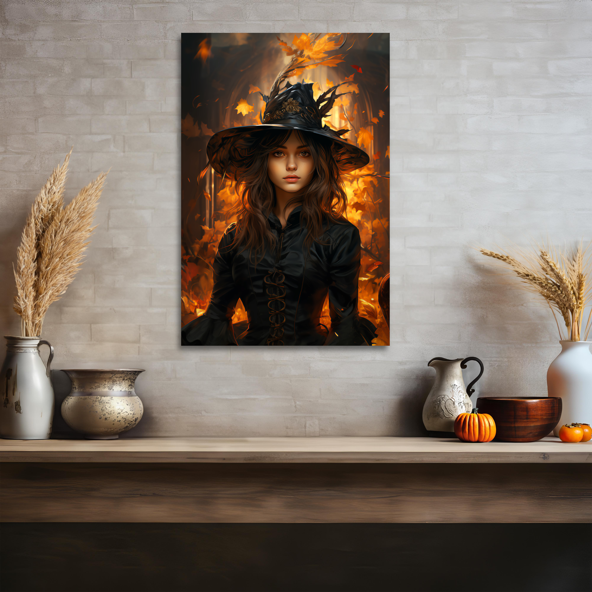 pretty witch canvas print, aesthetic halloween witch canvas prints