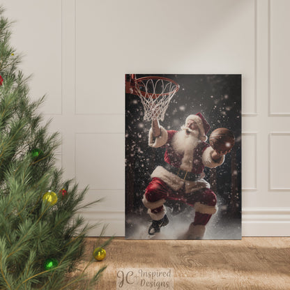 `santa claus shooting hoops wall art decor