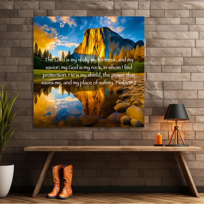 aesthetic Christian wall decor art gifts Psalm 18:2, scripture canvas art the lord is my rock