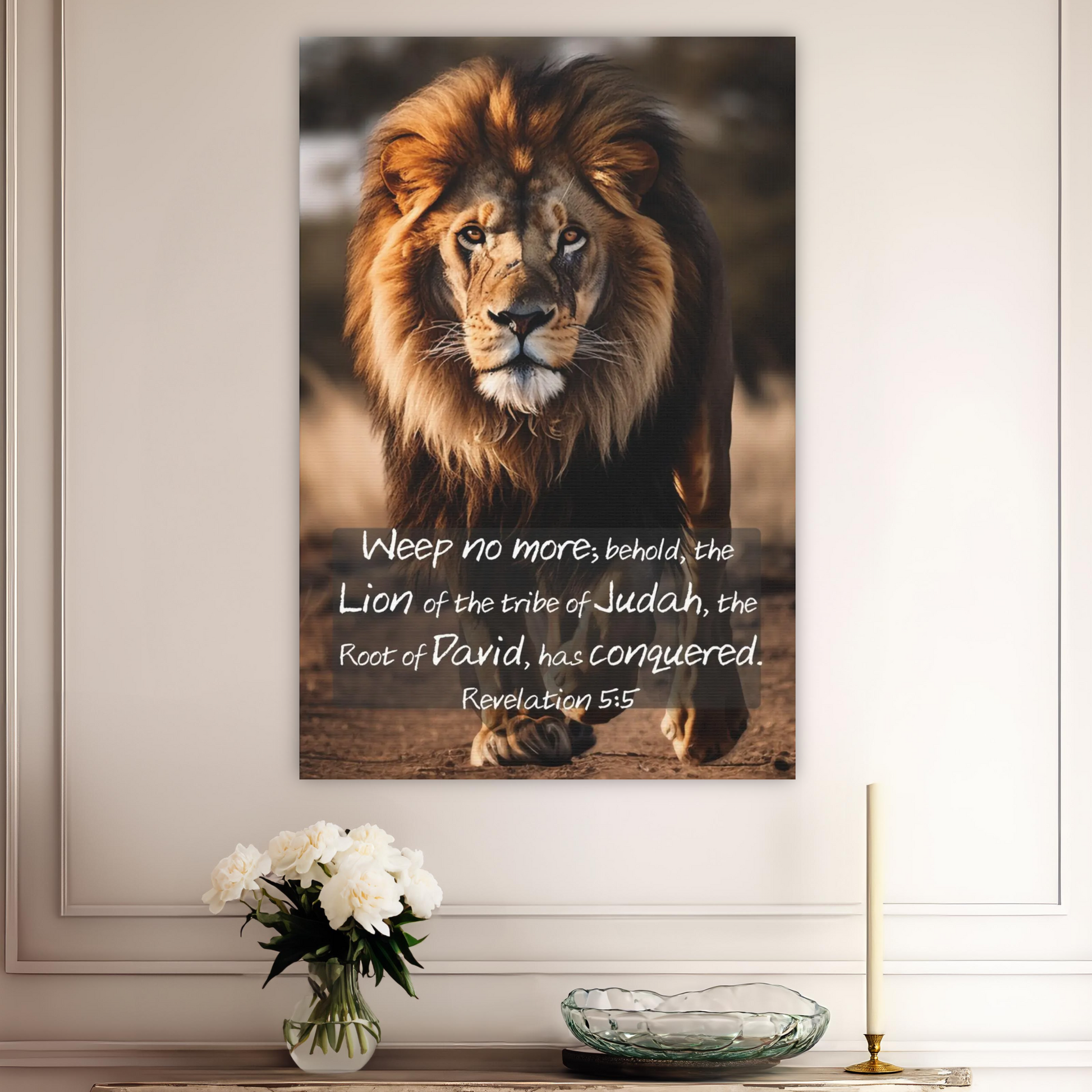 revelation 5:5 aesthetic Christian canvas print gifts, revelation 5:5 scripture canvas art