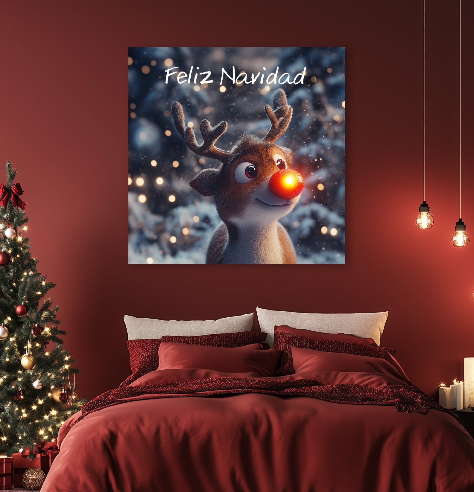 Rudolph reindeer art prints winter christmas joy