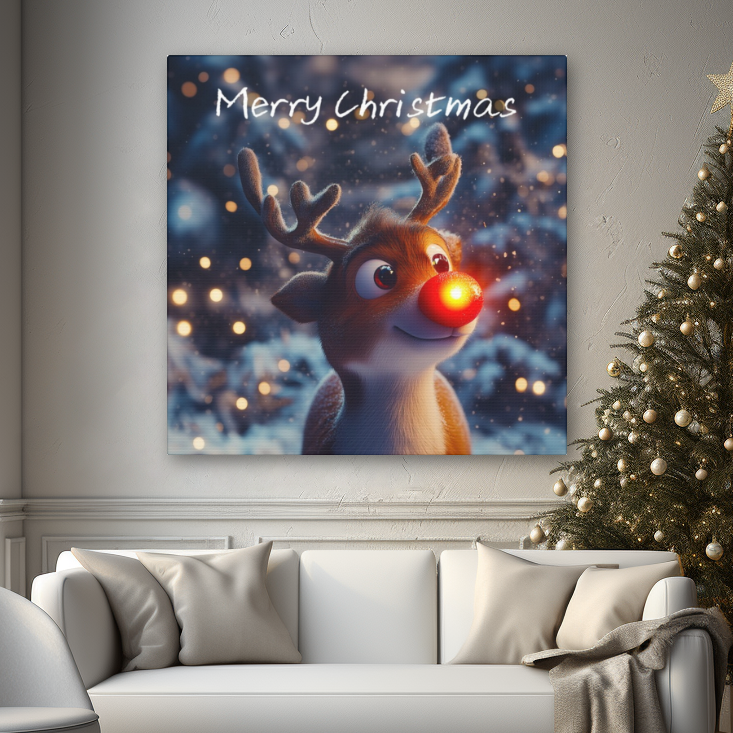 Rudolph reindeer wall decor winter christmas joy, holiday bright color