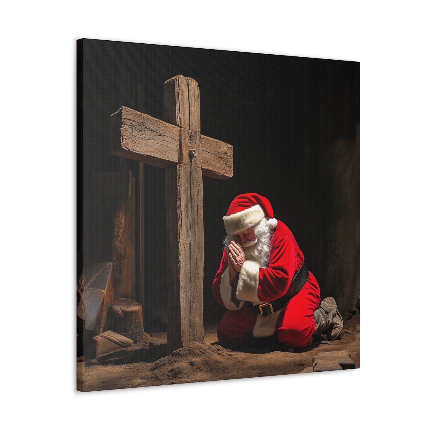 santa claus praying wall art