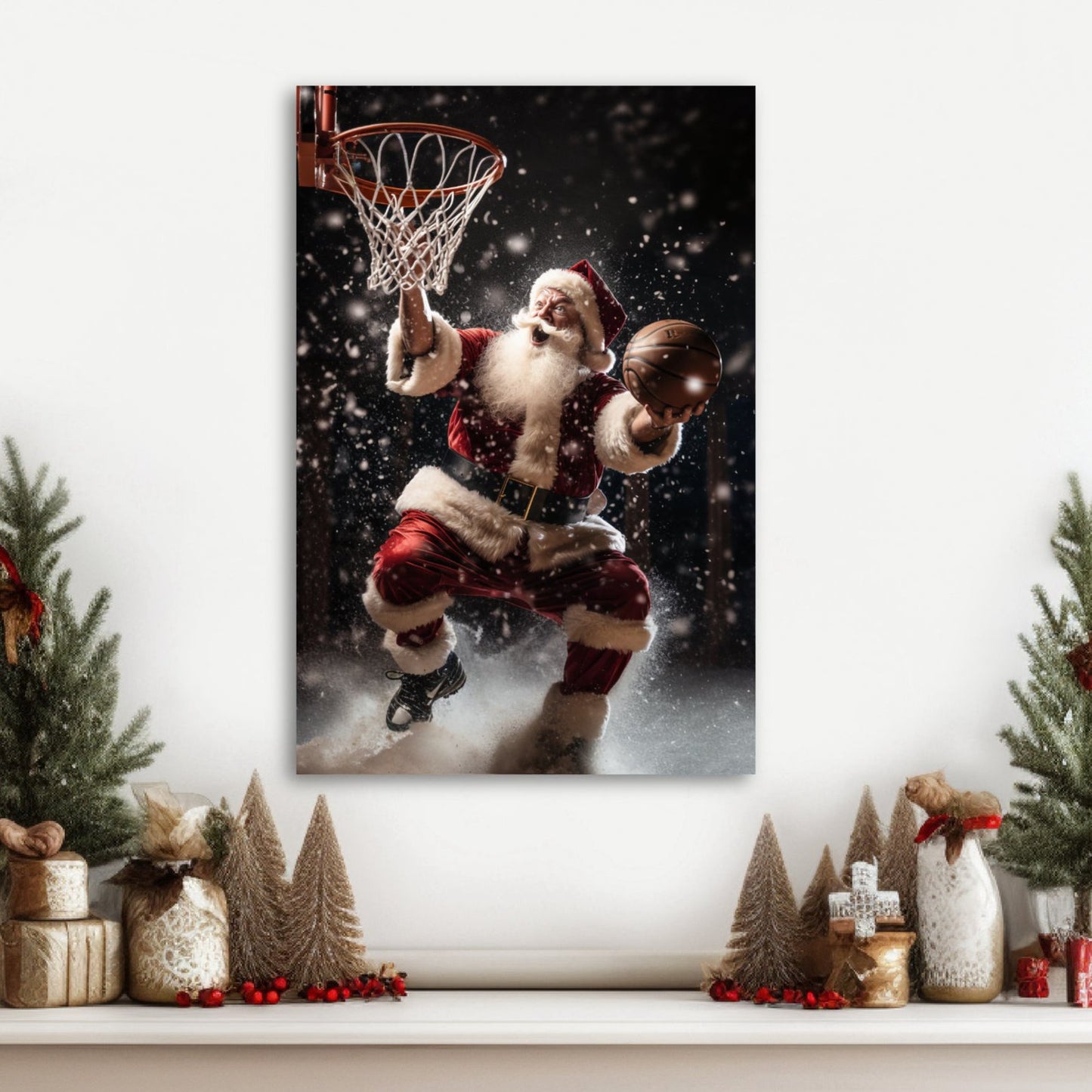 santa claus basketball artwork