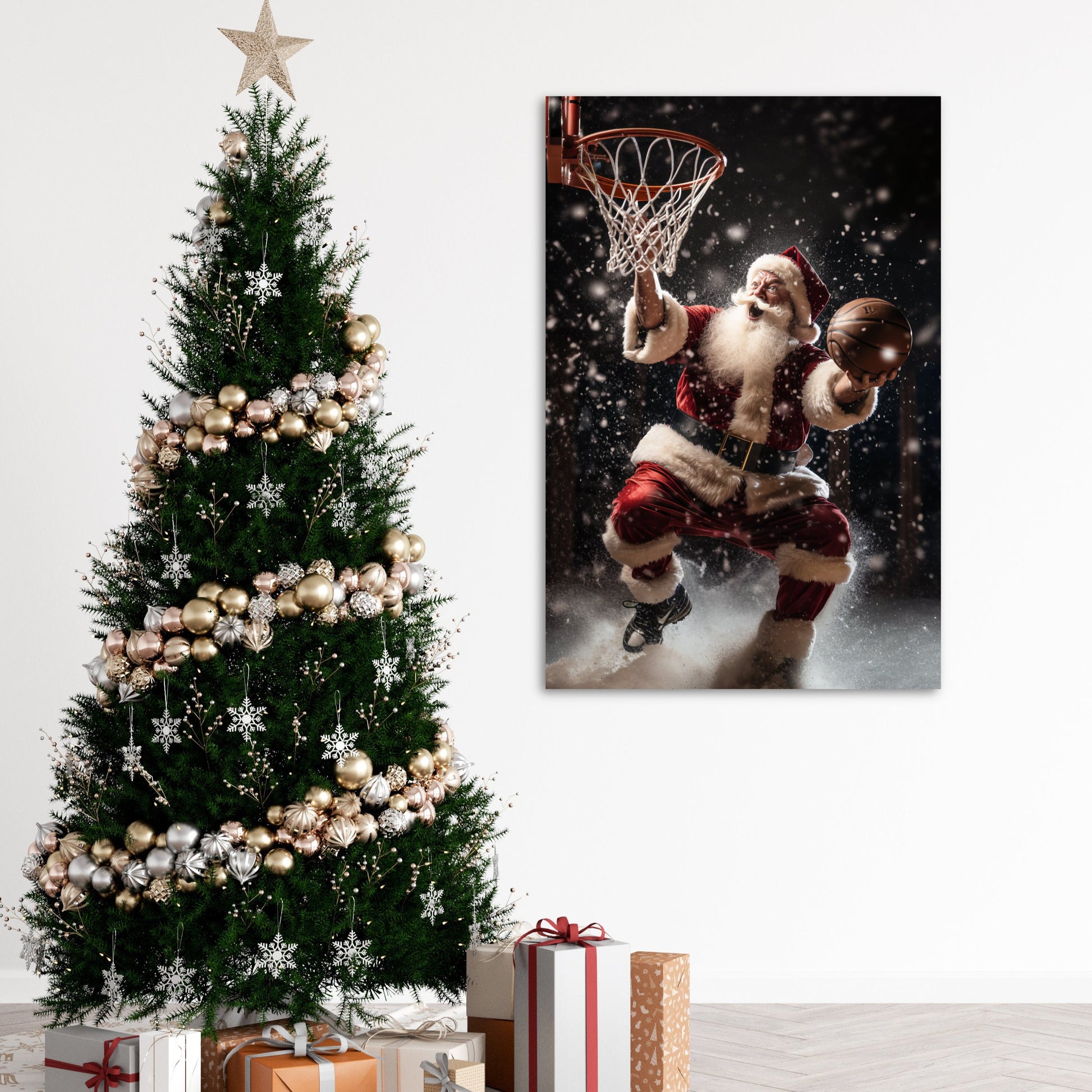 christmas santa dunks basketball decor ideas