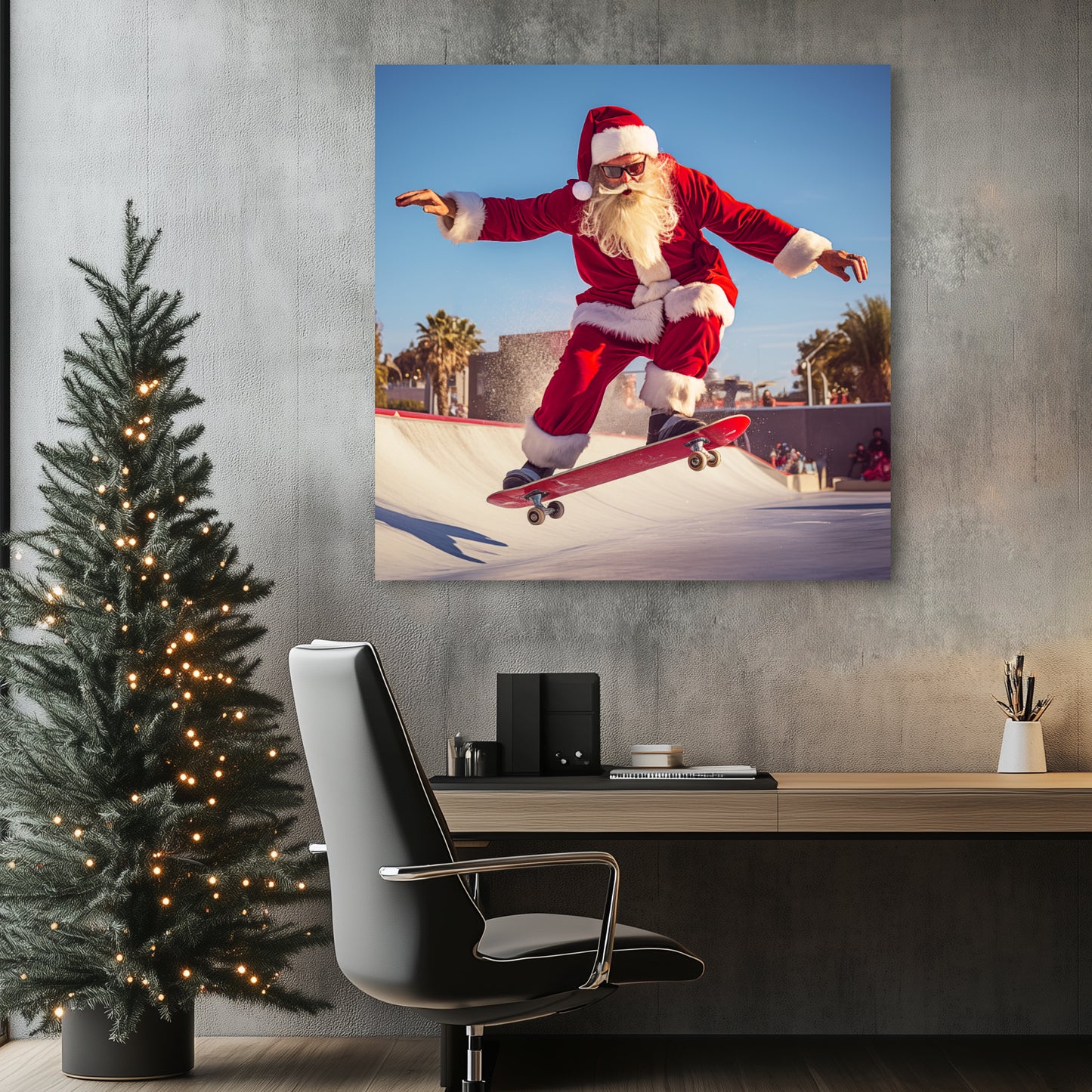 Santa Claus on skateboard large poster