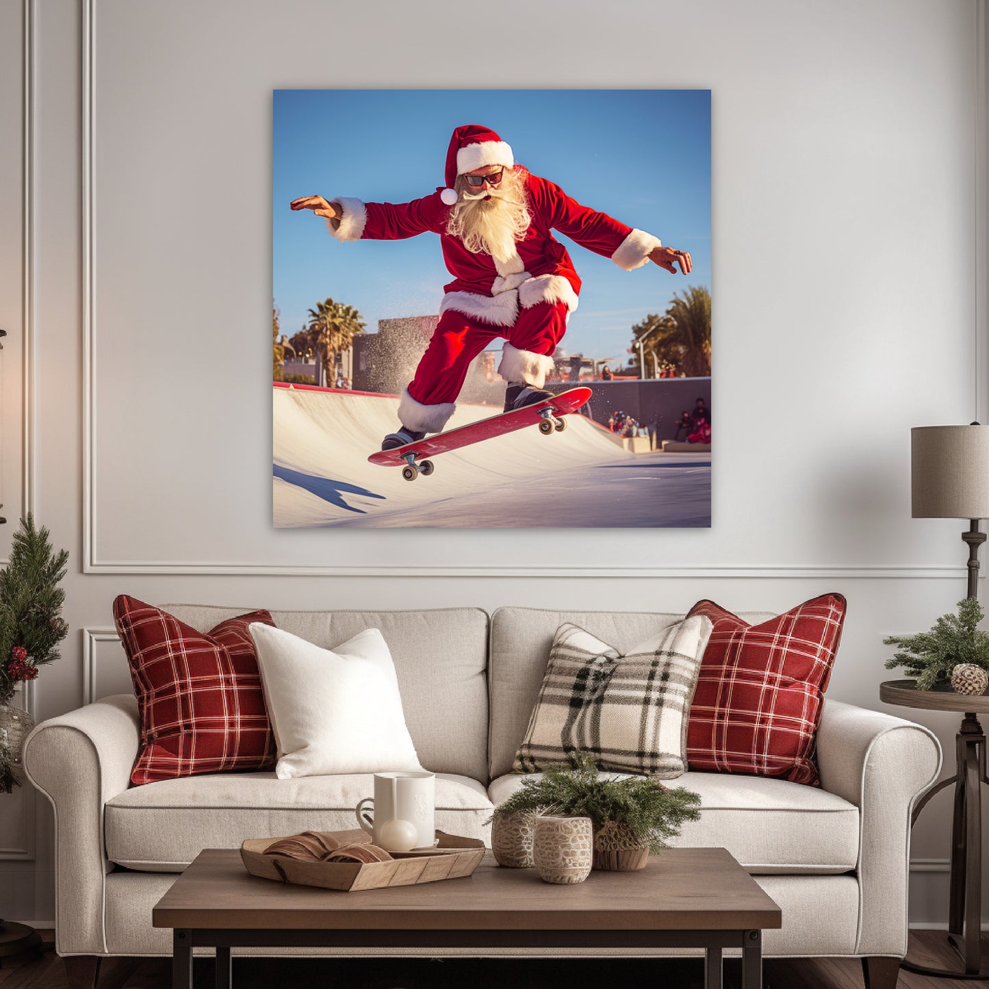 Santa skateboarder wall decorations