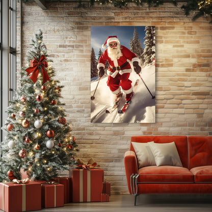 snow skiing Santa artwork indoor